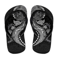 Hawaiian Kakau Tribal Sea Animals Tattoos Flip Flops Black Color