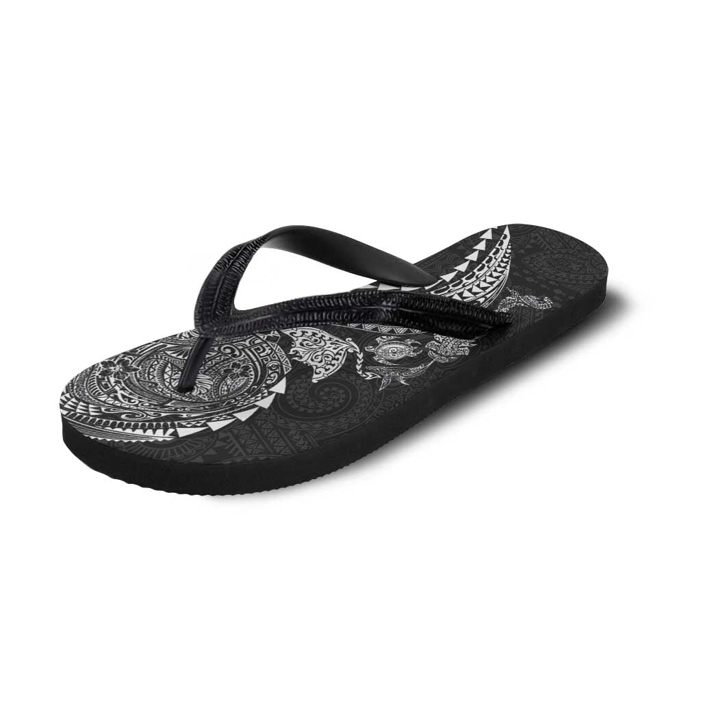 Hawaiian Kakau Tribal Sea Animals Tattoos Flip Flops Black Color
