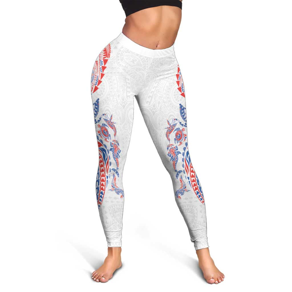 Hawaiian Kakau Tribal Sea Animals Tattoos Leggings Hawaii Flag Color Inspired LT03 - Polynesian Pride