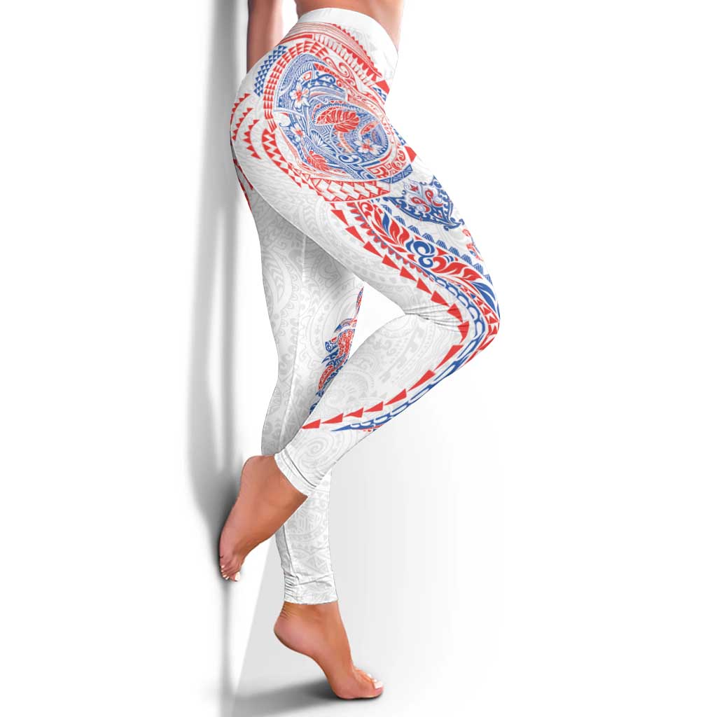 Hawaiian Kakau Tribal Sea Animals Tattoos Leggings Hawaii Flag Color Inspired LT03 - Polynesian Pride