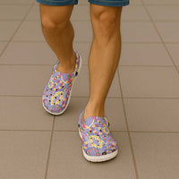 Hawaiian Leis Clogs Shoes Kakau Tattoos and Palaka Pastel Purple Color