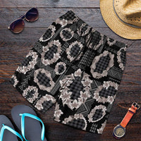 Hawaiian Leis Shorts for Men Kakau Tattoos and Palaka Pastel Grayscale