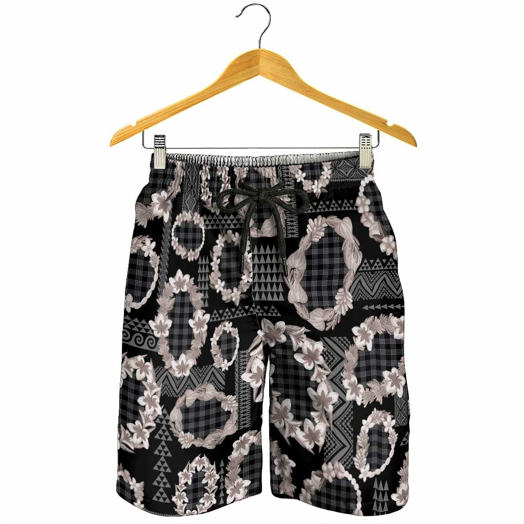 Hawaiian Leis Shorts for Men Kakau Tattoos and Palaka Pastel Grayscale