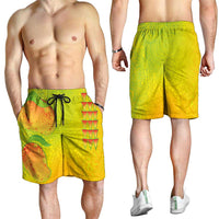 Hawaiian Mango Shorts for Men Polynesian Art Pattern and Kakau Tattoo
