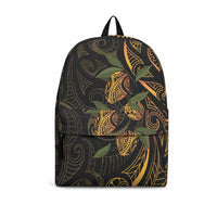 Hawaiian Mango Tribal Tattoo Backpack Gold Pacific Traditional Pattern