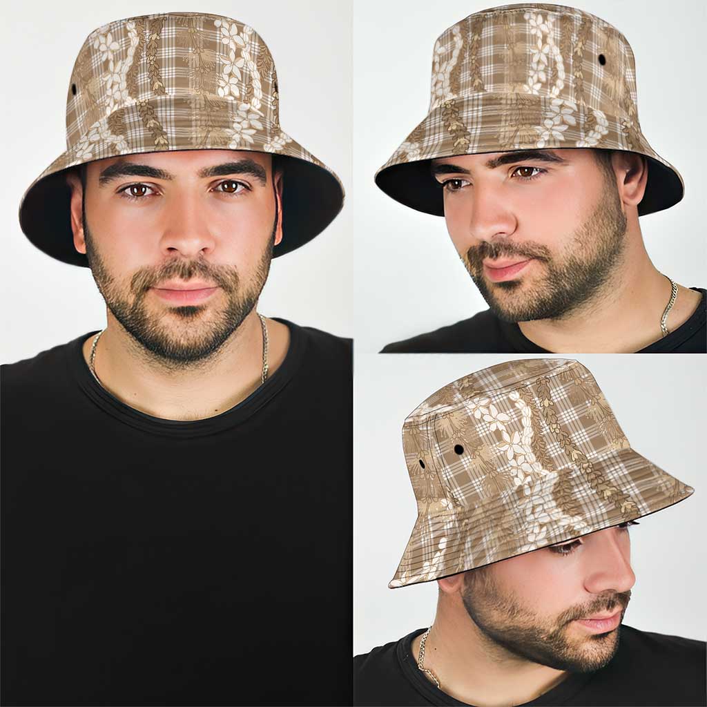 Hawaiian Ohia Lehua Lei Bucket Hat Plaid Palaka Kalaihaahaa Pattern - Polynesian Pride
