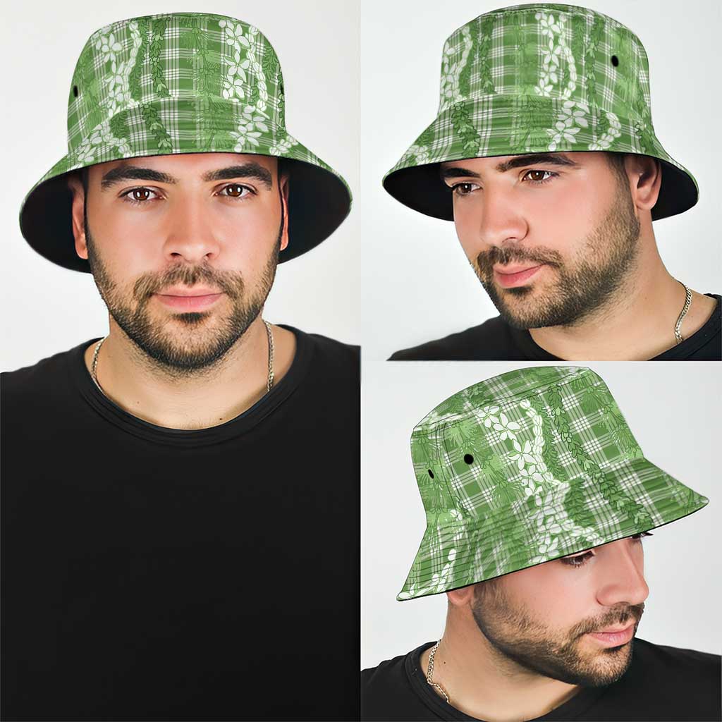 Hawaiian Ohia Lehua Lei Bucket Hat Plaid Palaka Omaomao Pattern - Polynesian Pride