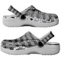 Hawaiian Ohia Lehua Lei Clogs Shoes Plaid Palaka Eleele Pattern - Polynesian Pride
