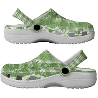Hawaiian Ohia Lehua Lei Clogs Shoes Plaid Palaka Omaomao Pattern - Polynesian Pride
