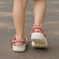 Hawaiian Ohia Lehua Lei Clogs Shoes Plaid Palaka Ulaula Pattern - Polynesian Pride