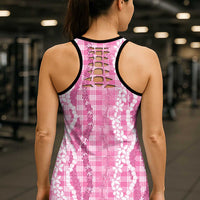 Hawaiian Ohia Lehua Lei Hollow Tank Top Plaid Palaka Akala Pattern - Polynesian Pride