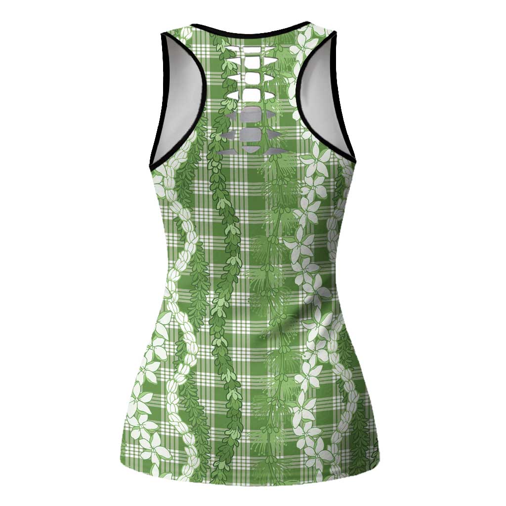 Hawaiian Ohia Lehua Lei Hollow Tank Top Plaid Palaka Omaomao Pattern - Polynesian Pride