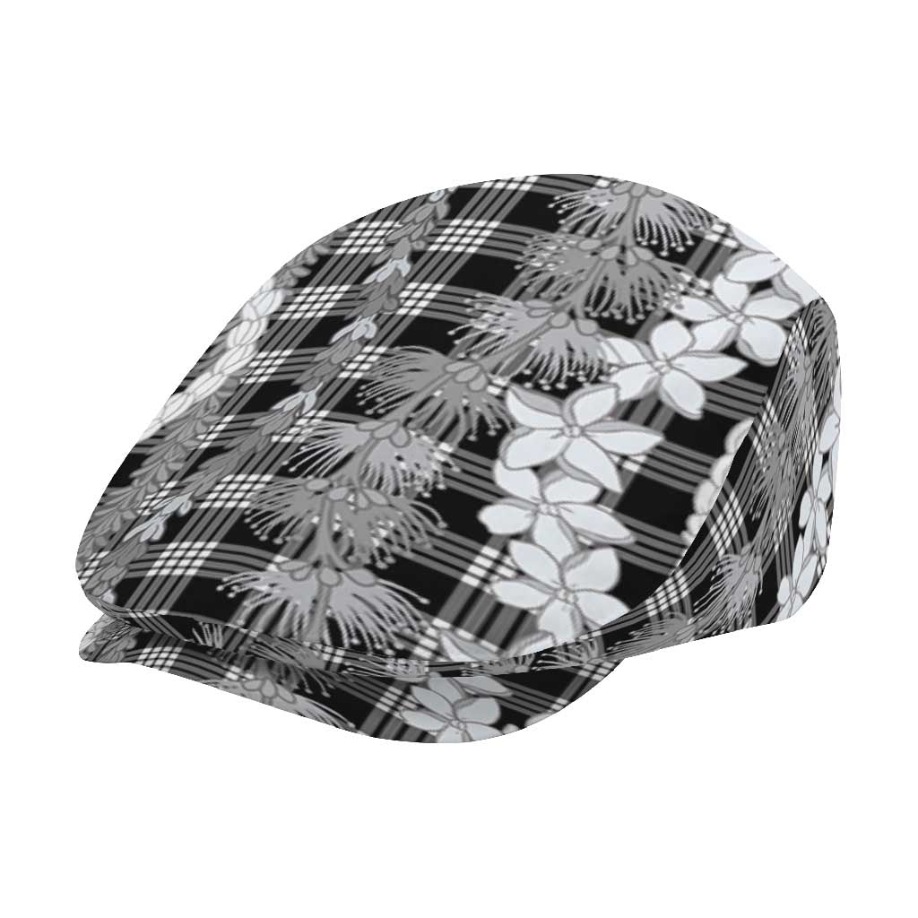 Hawaiian Ohia Lehua Lei Jeff Hat Plaid Palaka Eleele Pattern - Polynesian Pride