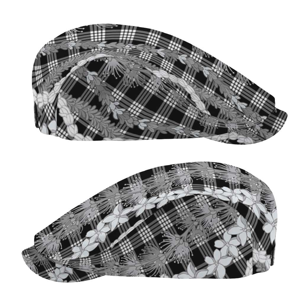 Hawaiian Ohia Lehua Lei Jeff Hat Plaid Palaka Eleele Pattern - Polynesian Pride
