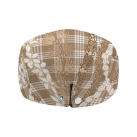 Hawaiian Ohia Lehua Lei Jeff Hat Plaid Palaka Kalaihaahaa Pattern - Polynesian Pride