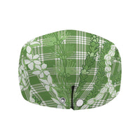 Hawaiian Ohia Lehua Lei Jeff Hat Plaid Palaka Omaomao Pattern - Polynesian Pride