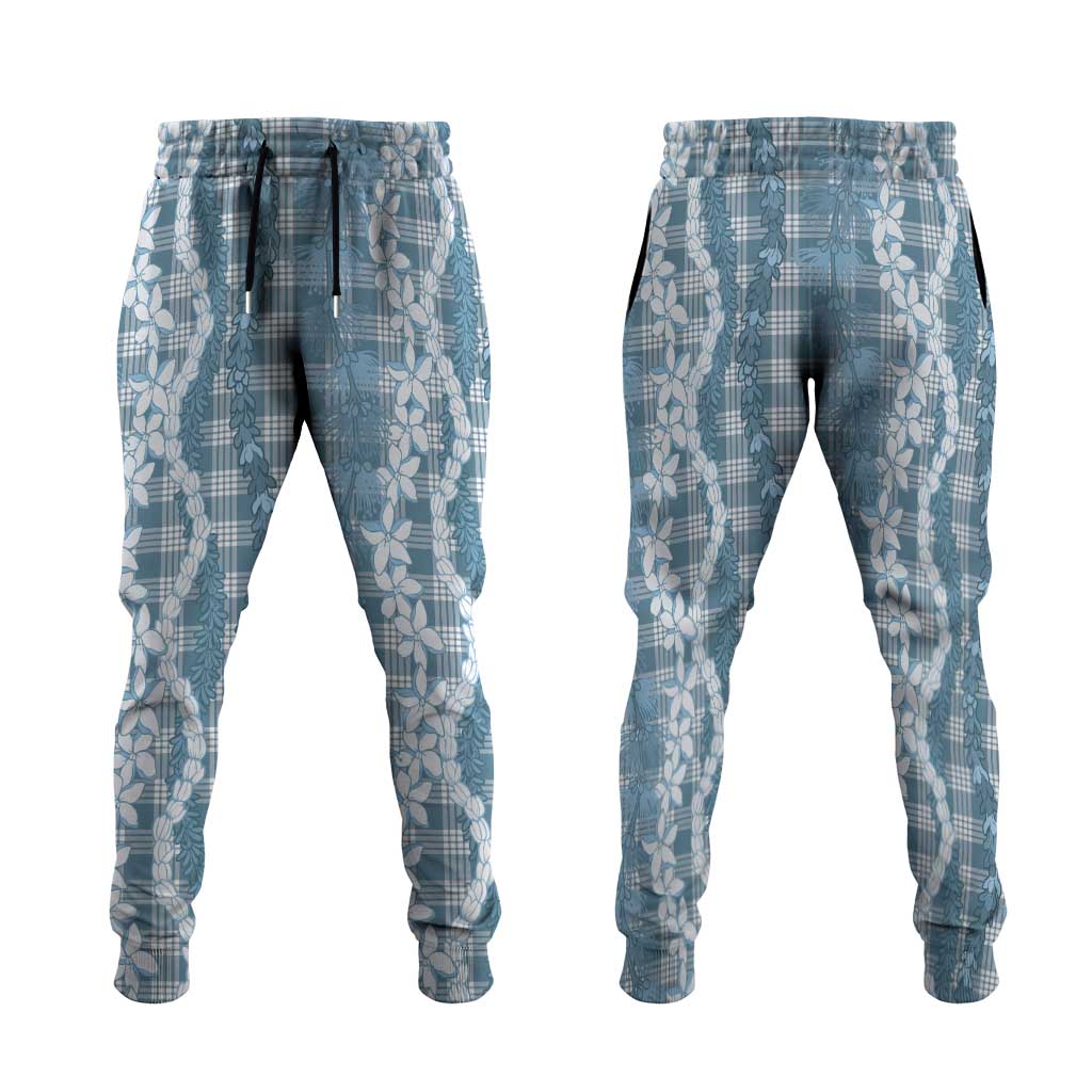 Hawaiian Ohia Lehua Lei Jogger Pants Plaid Palaka Uliuli Omaomao Pattern - Polynesian Pride