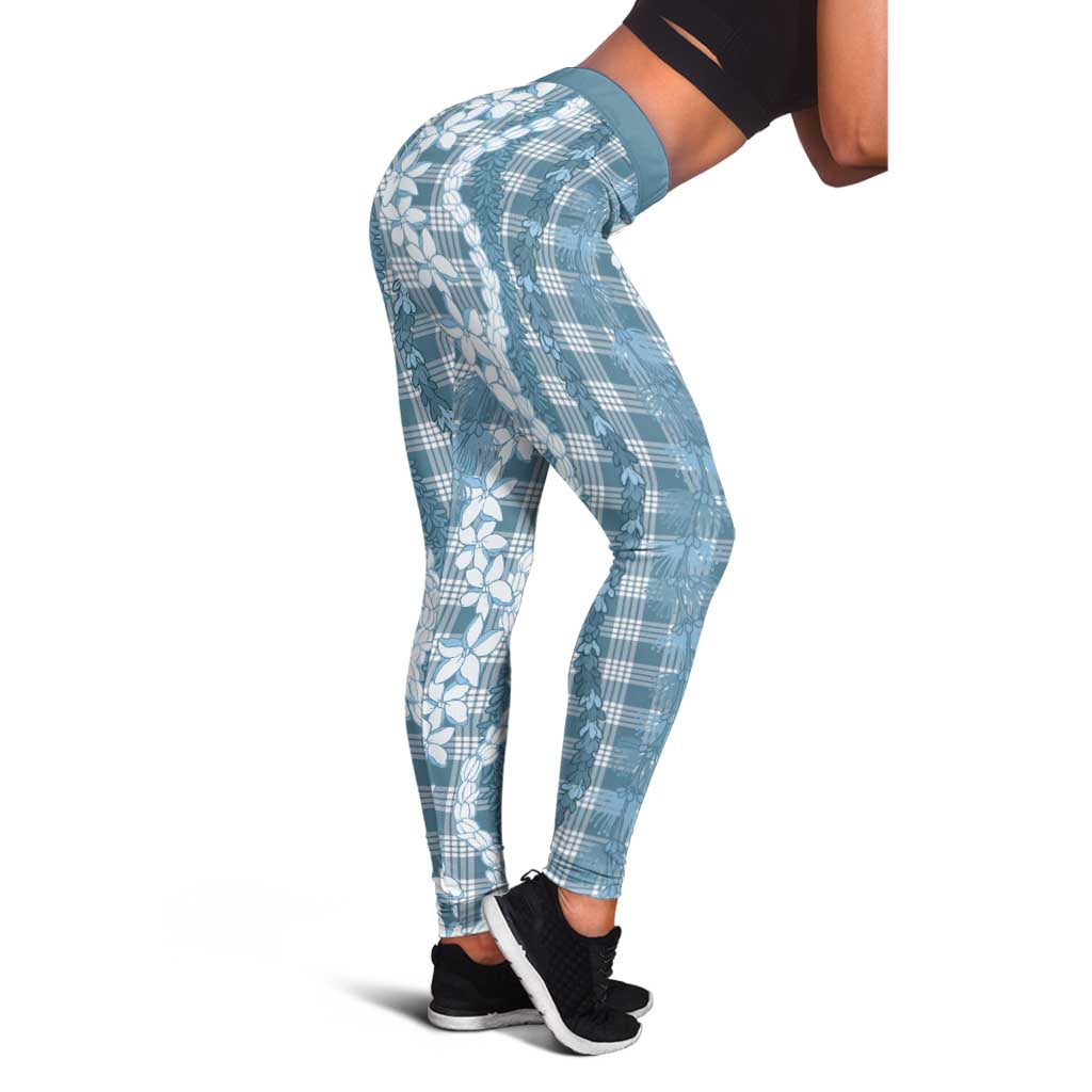 Hawaiian Ohia Lehua Lei Leggings Plaid Palaka Uliuli Omaomao Pattern - Polynesian Pride