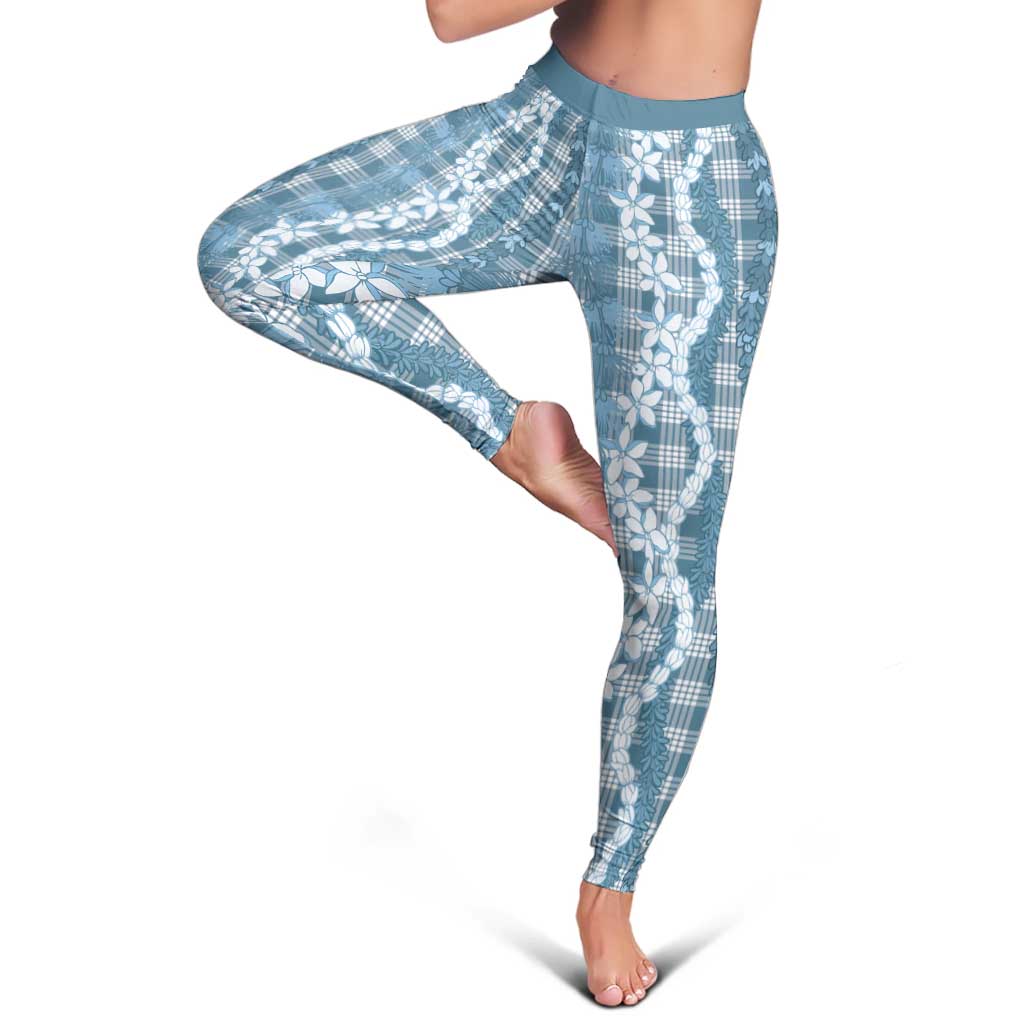 Hawaiian Ohia Lehua Lei Leggings Plaid Palaka Uliuli Omaomao Pattern - Polynesian Pride