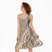 Hawaiian Ohia Lehua Lei Midi Dress Plaid Palaka Kalaihaahaa Pattern - Polynesian Pride