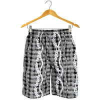 Hawaiian Ohia Lehua Lei Shorts for Men Plaid Palaka Eleele Pattern - Polynesian Pride