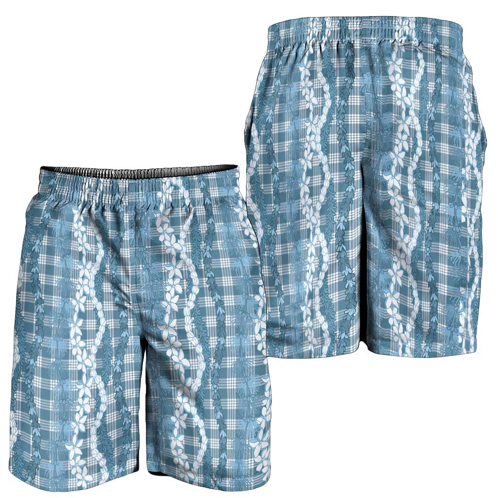Hawaiian Ohia Lehua Lei Shorts for Men Plaid Palaka Uliuli Omaomao Pattern - Polynesian Pride