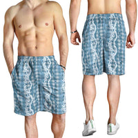 Hawaiian Ohia Lehua Lei Shorts for Men Plaid Palaka Uliuli Omaomao Pattern - Polynesian Pride