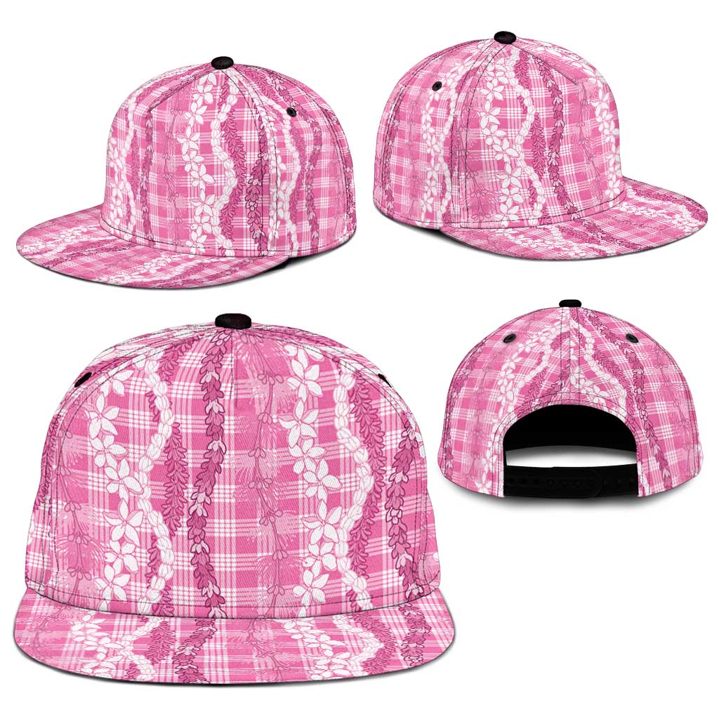 Hawaiian Ohia Lehua Lei Snapback Cap Plaid Palaka Akala Pattern - Polynesian Pride