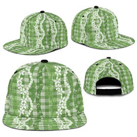 Hawaiian Ohia Lehua Lei Snapback Cap Plaid Palaka Omaomao Pattern - Polynesian Pride