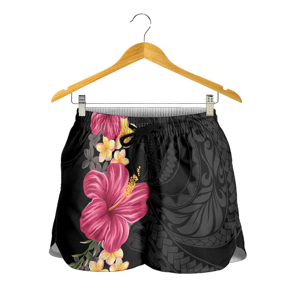 Hawaiian Plumeria and Hibiscus Shorts for Women Colorful Style - Polynesian Pride