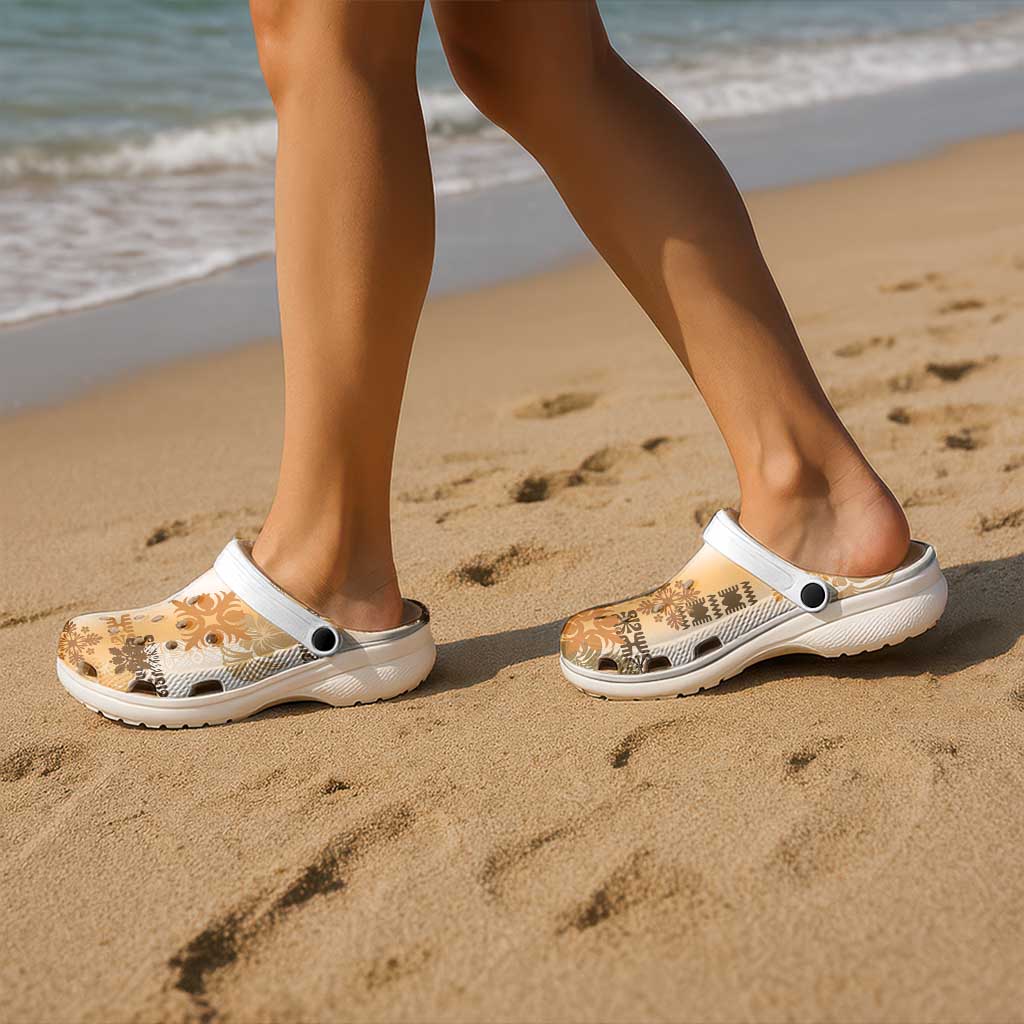 Hawaiian Quilt Clogs Shoes Vintage Pattern Brown - Polynesian Pride