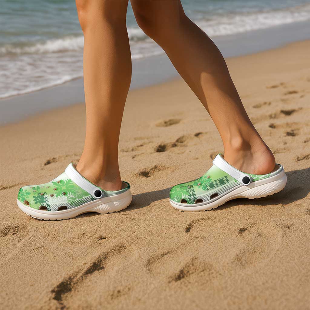 Hawaiian Quilt Clogs Shoes Vintage Pattern Green - Polynesian Pride