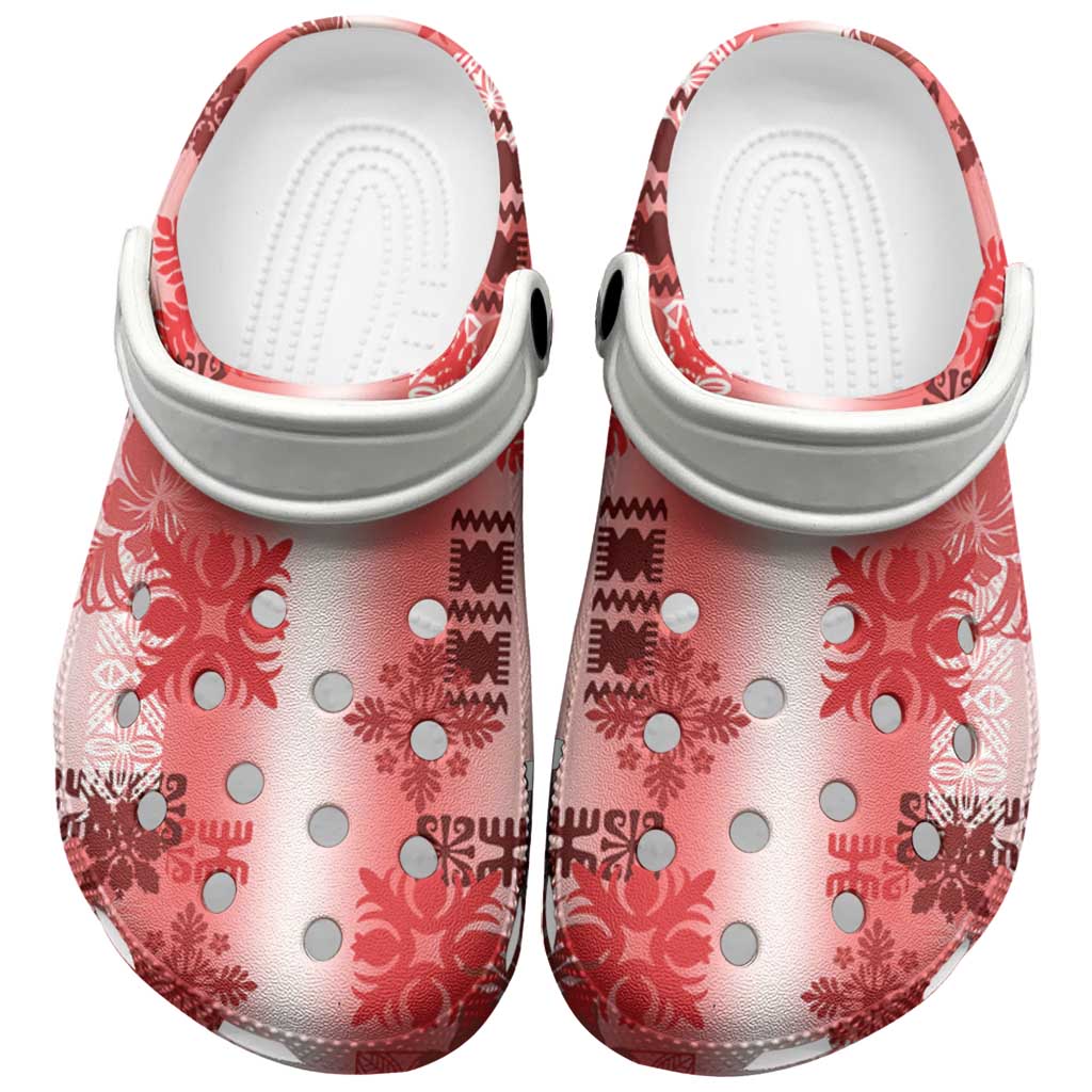 Hawaiian Quilt Clogs Shoes Vintage Pattern Red - Polynesian Pride