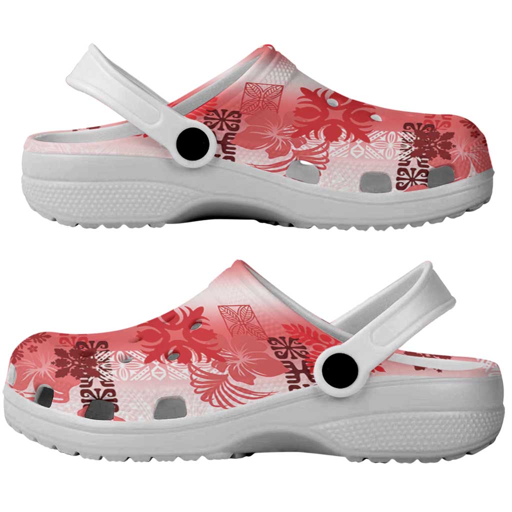 Hawaiian Quilt Clogs Shoes Vintage Pattern Red - Polynesian Pride