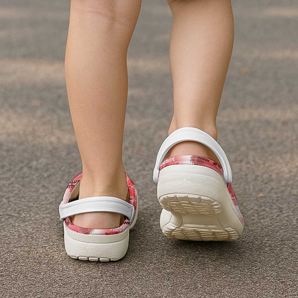 Hawaiian Quilt Clogs Shoes Vintage Pattern Red - Polynesian Pride