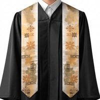 Hawaiian Quilt Graduation Stole Vintage Pattern Brown