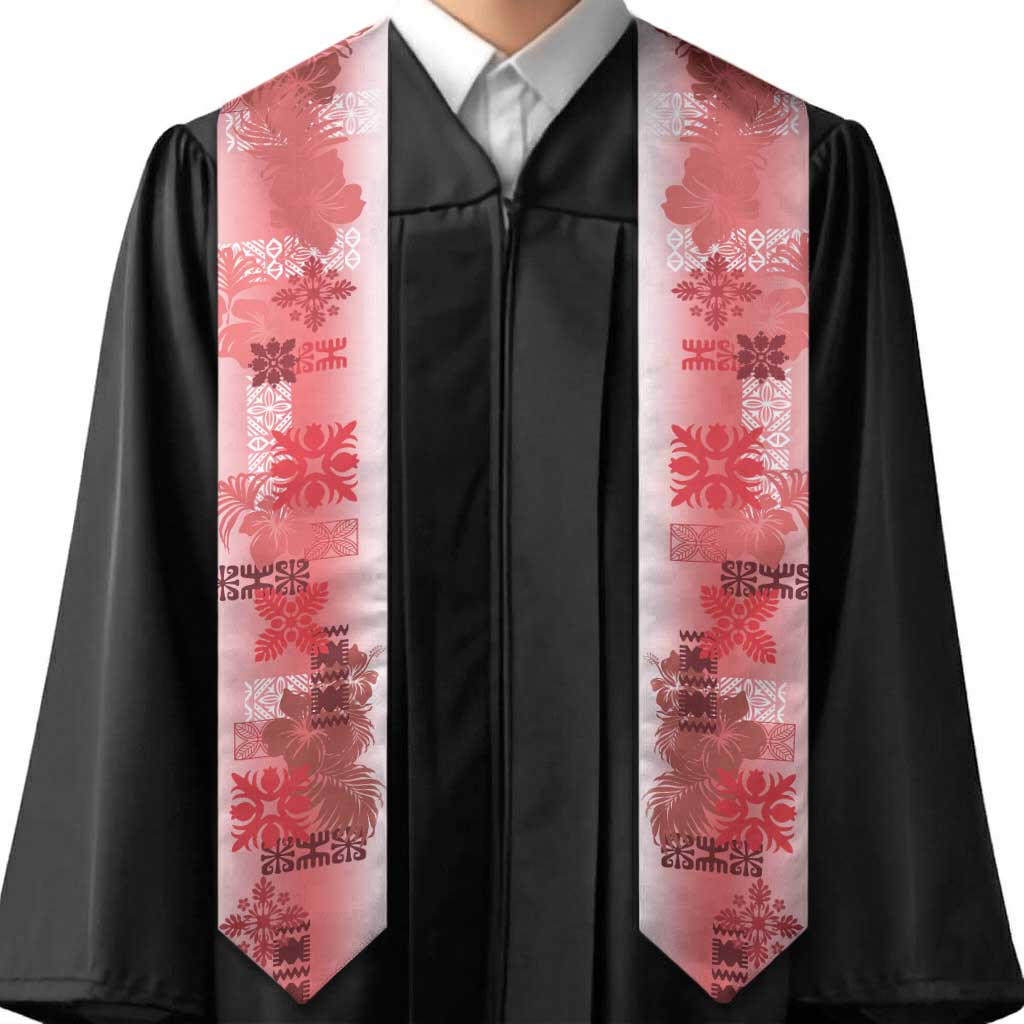 Hawaiian Quilt Graduation Stole Vintage Pattern Red
