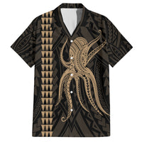 Hawaii Octopus Kakau Polynesian Hawaiian Shirt - Gold