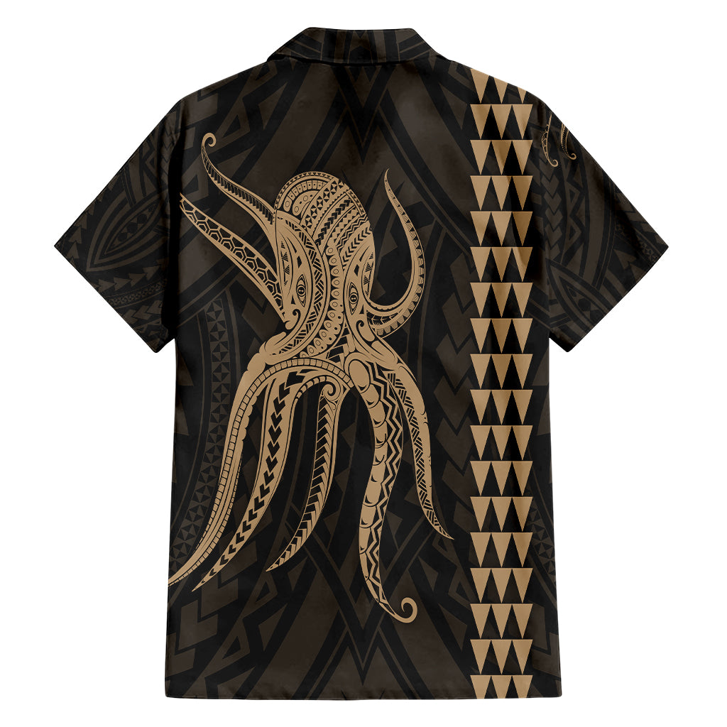 Hawaii Octopus Kakau Polynesian Hawaiian Shirt - Gold
