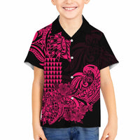 Hawaii Kakau Polynesian Floral Tribal Kid Hawaiian Shirt LT9