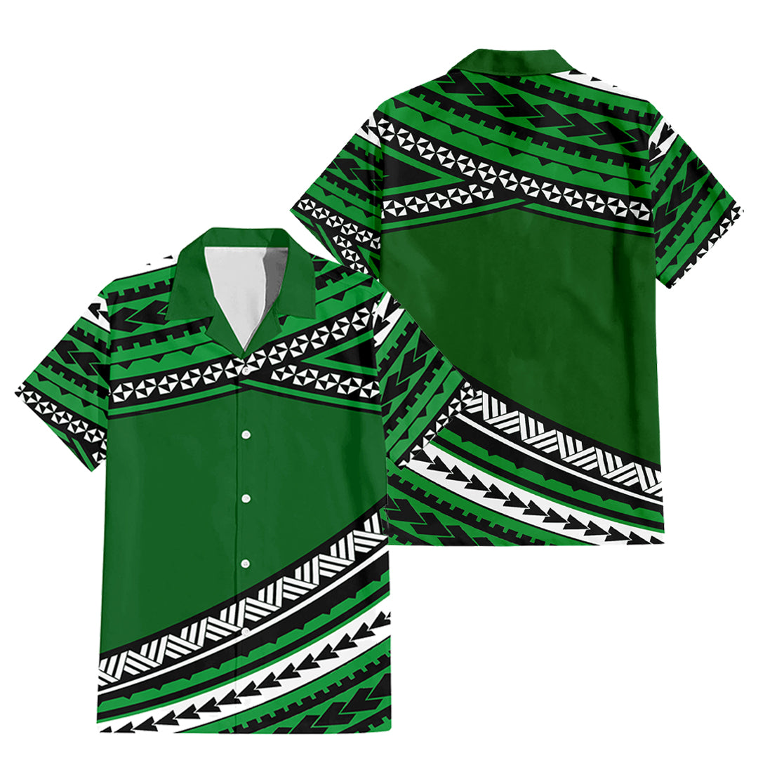 Polynesian Couples Matching Outfits Combo Long Sleeve Dress Simple Green LT6