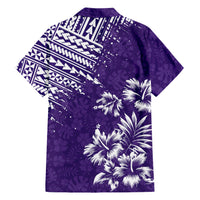 Hawaii Summer Couples Matching Outfits Combo Long Sleeve Dress Mix Polynesian Purple LT6
