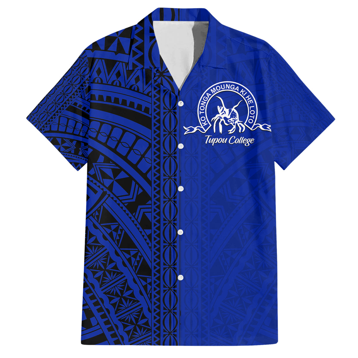 Tupou College Hawaiian Shirt Half Version Black