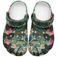Hawaiian Taro Leaves and Ohia Lehua Clogs Shoes Polynesian Tribal Art Tropical Plants Motifs Colorful LT03 Multicolor - Polynesian Pride