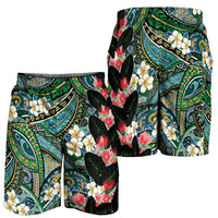 Hawaiian Taro Leaves and Ohia Lehua Shorts for Men Polynesian Tribal Art Tropical Plants Motifs Colorful LT03 - Polynesian Pride