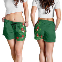 Hawaiian Taro Leaves-Hibiscus and Plumeria Shorts for Women Polynesian Art-Kakau Tattoo Green LT03 - Polynesian Pride