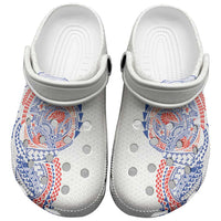Hawaiian Traditional Tattoos Clogs Shoes Kakau Tribal Tropical Plant Motif Hawaii Flag Color Inspired LT03 Multicolor - Polynesian Pride