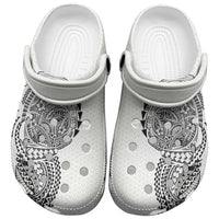 Hawaiian Traditional Tattoos Clogs Shoes Kakau Tribal Tropical Plant Motif White Color LT03 White - Polynesian Pride
