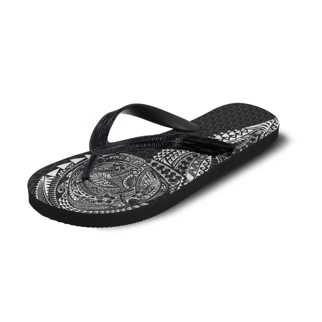 Hawaiian Traditional Tattoos Flip Flops Kakau Tribal Tropical Plant Motif Black Color