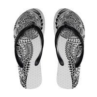 Hawaiian Traditional Tattoos Flip Flops Kakau Tribal Tropical Plant Motif White Color